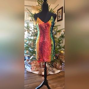 Forever 21 Colorful Sequin Backless Dress